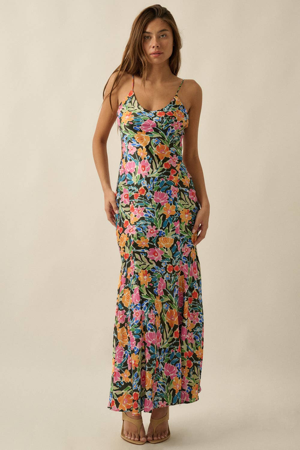 Garden Muse Satin Maxi Slip Dress
