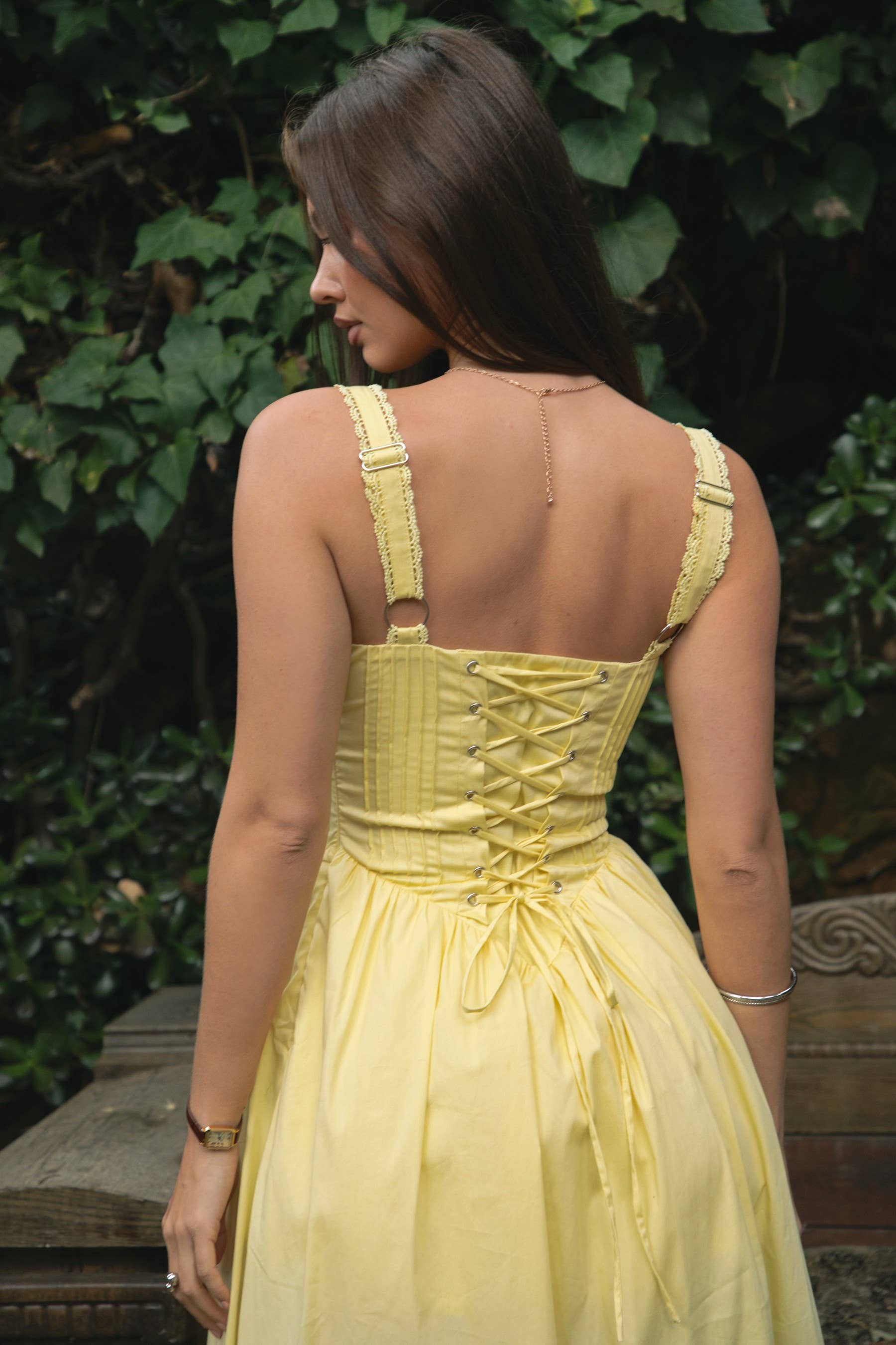 The Marigold Lace-Up Maxi Dress