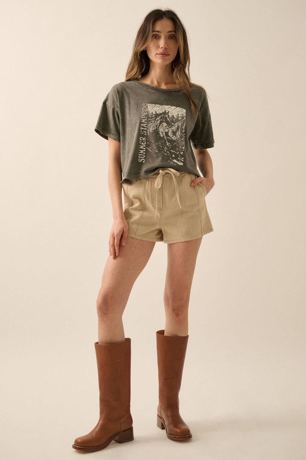 Desert Stampede Cropped Vintage Tee