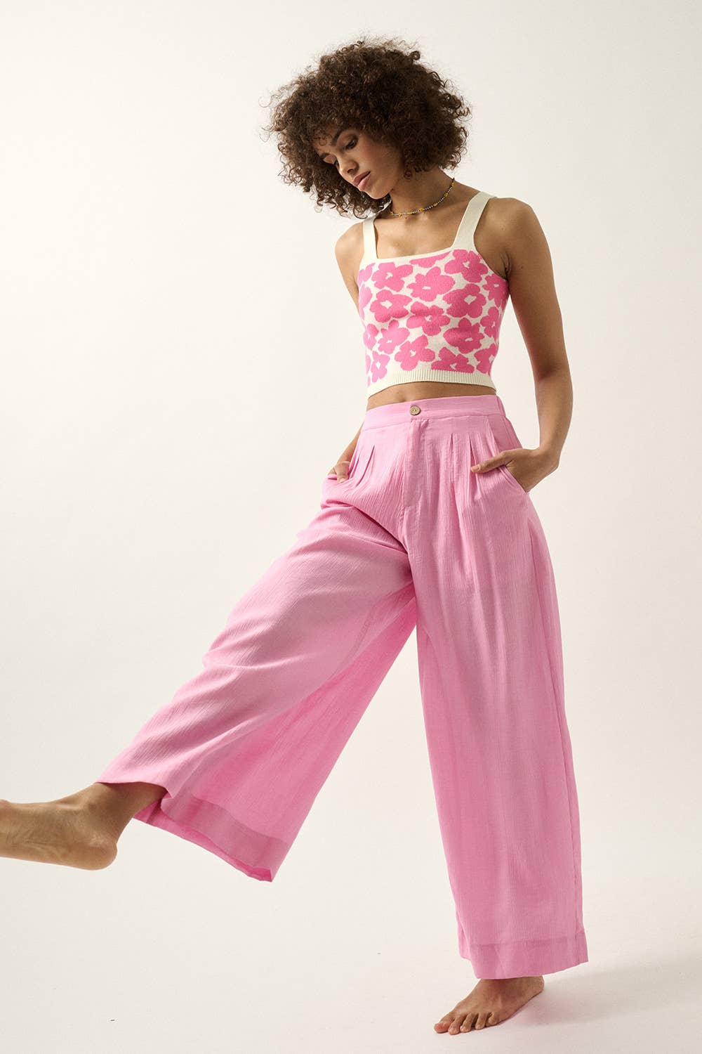 Sunset Bloom Cropped Knit Tank