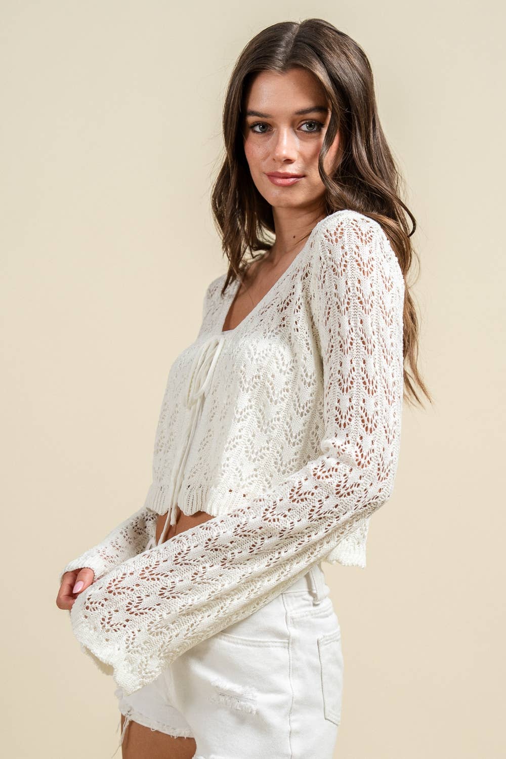 Ivory Sunbeam Crochet Cardigan
