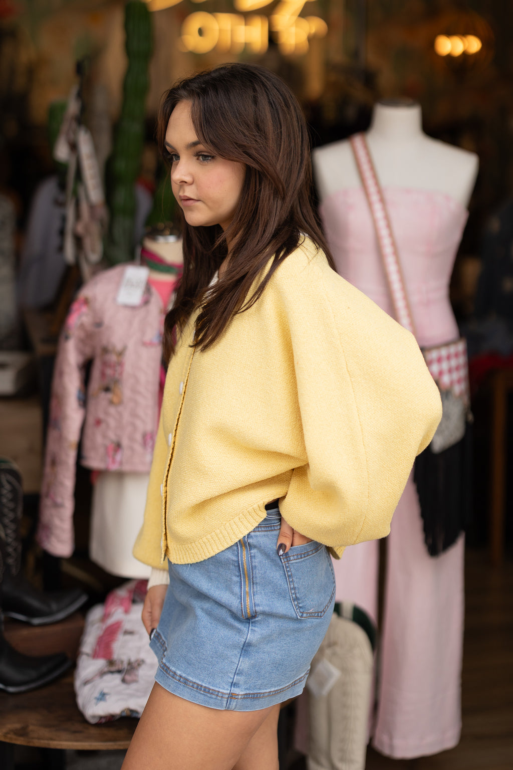 Golden Harvest Contrast Knit Cardigan