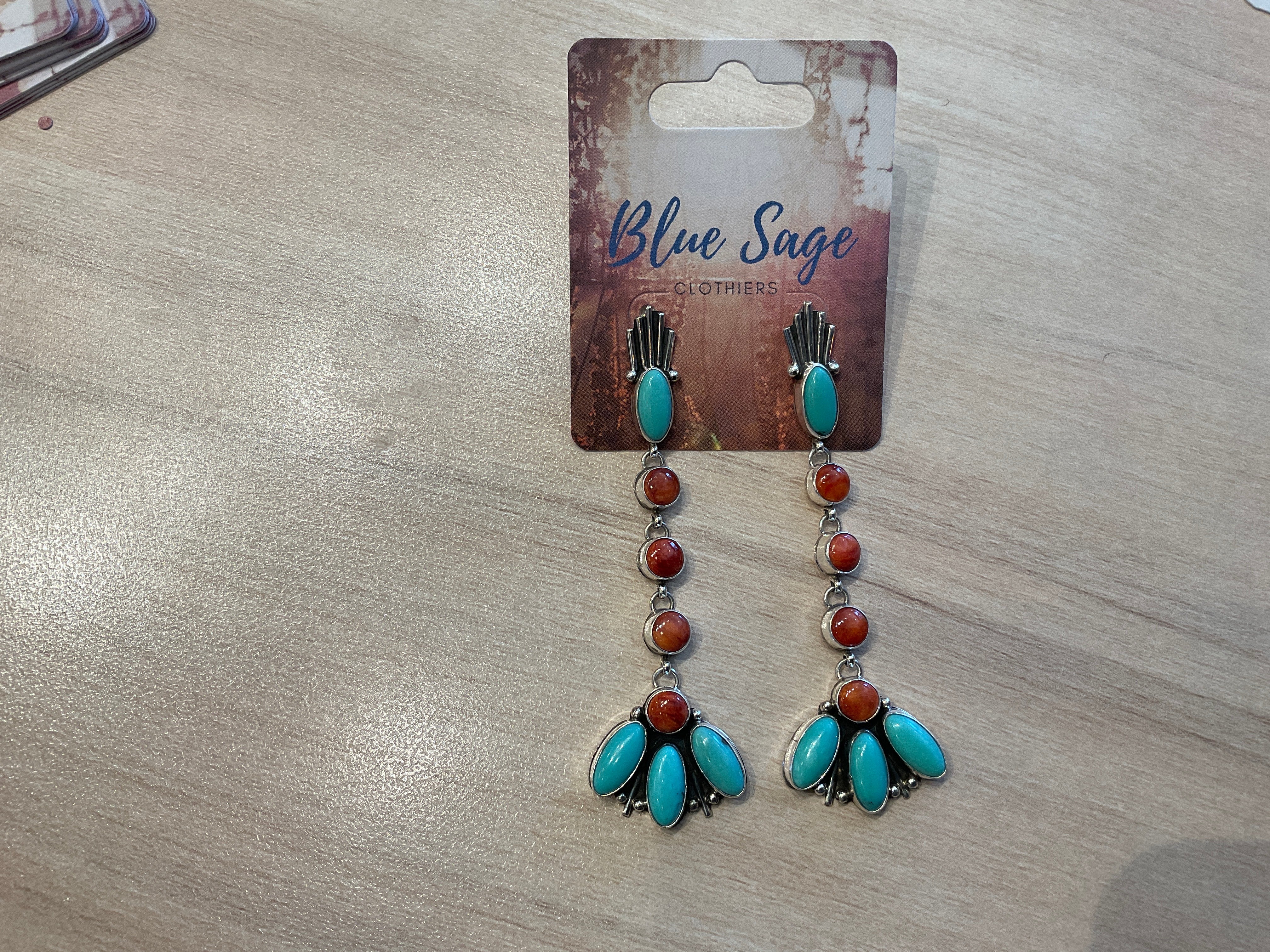 Spiny/ Turq Drop Earrings