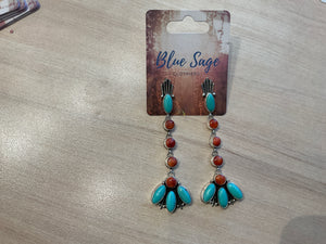 Spiny/ Turq Drop Earrings