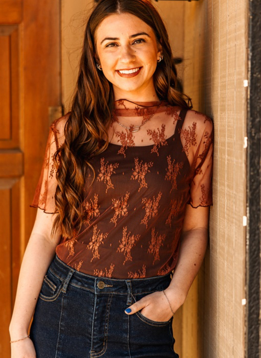 Brown Lace Top