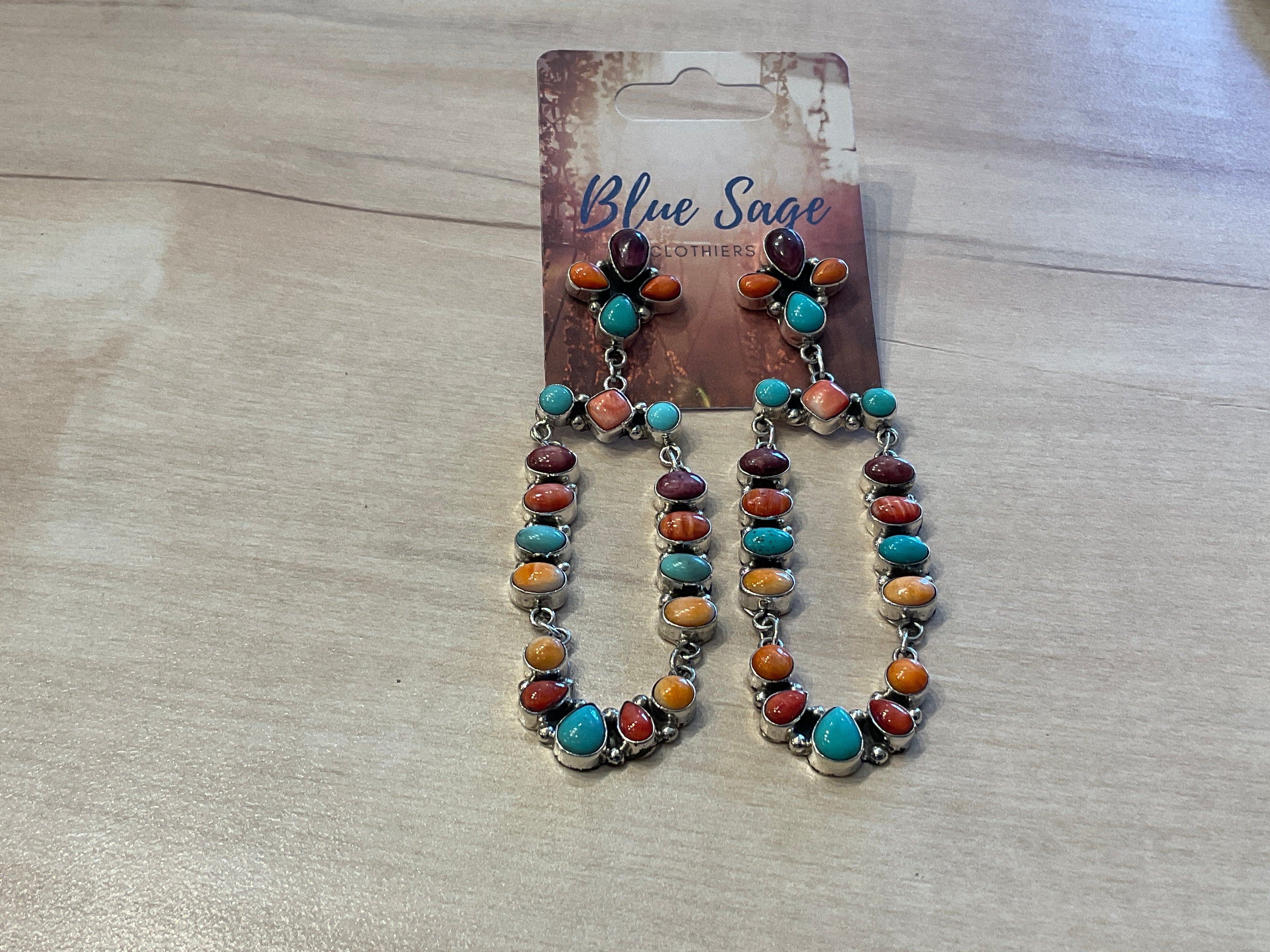 Multi Stone Dangle Earrings