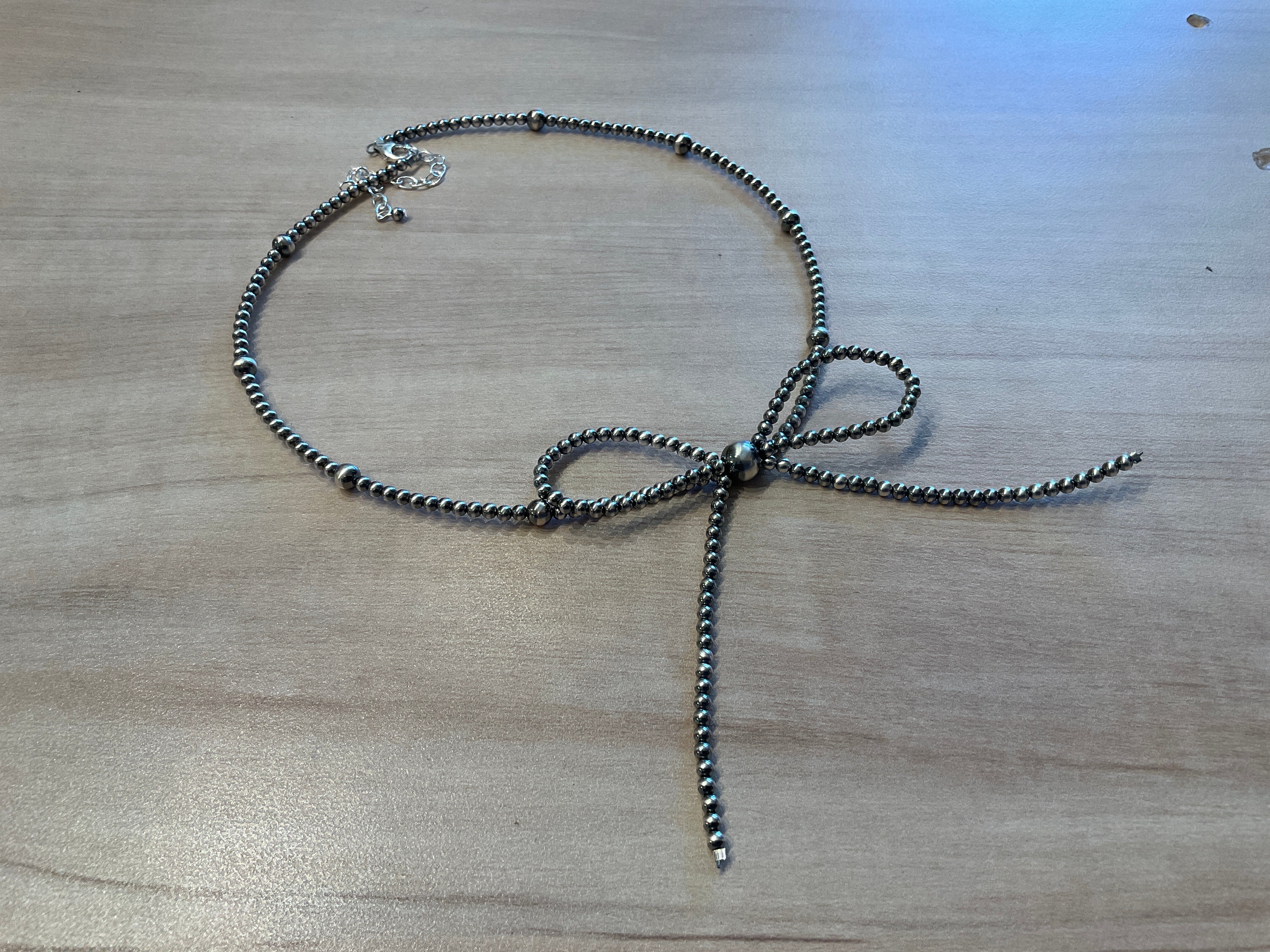 Bow Necklace Sterling Pearls