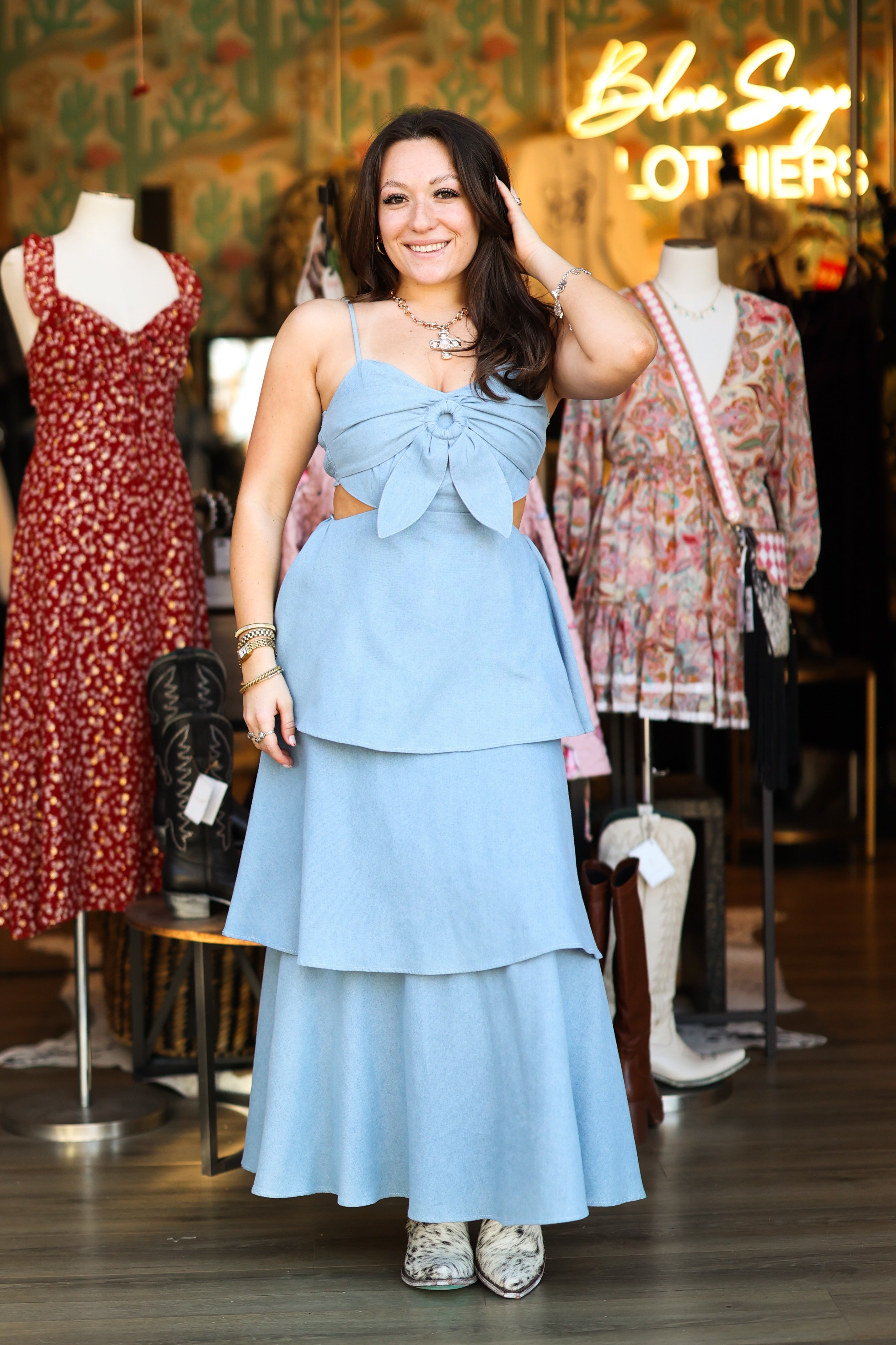 Blue Ridge Prairie Denim Maxi Dress