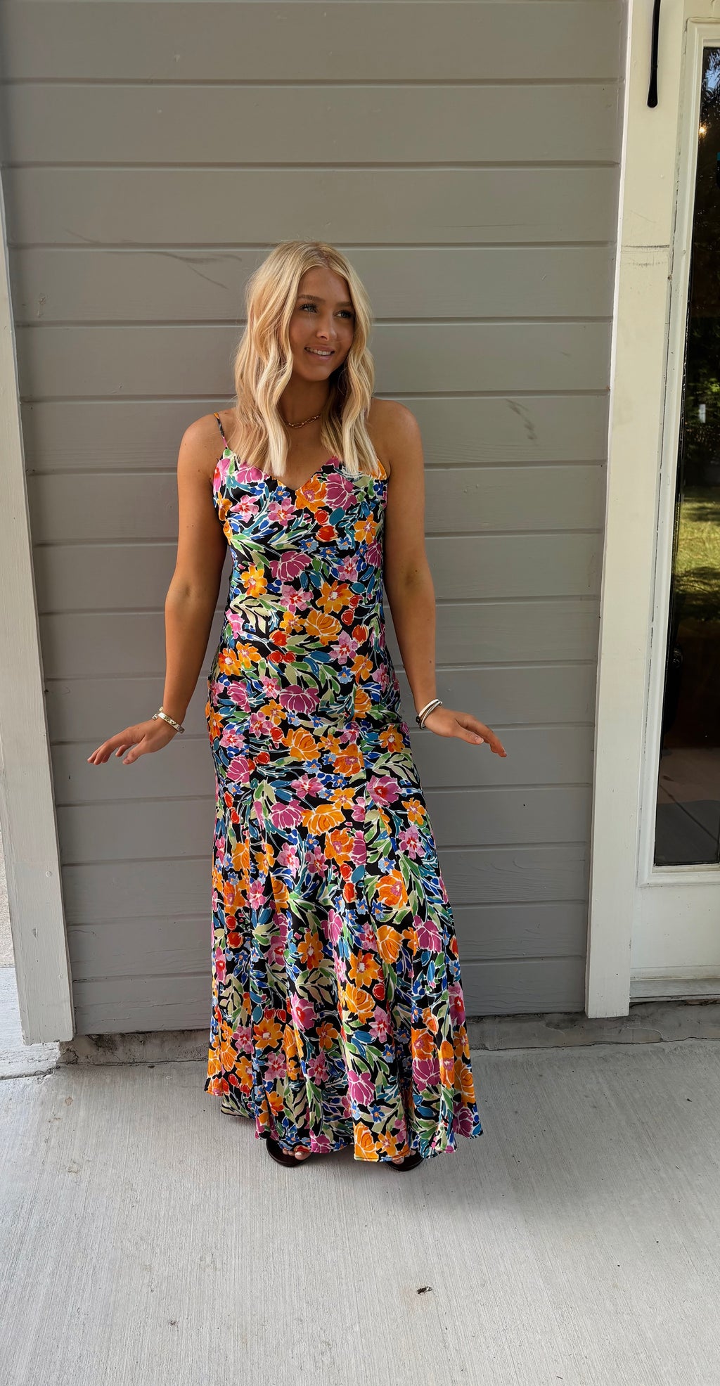 Garden Muse Satin Maxi Slip Dress
