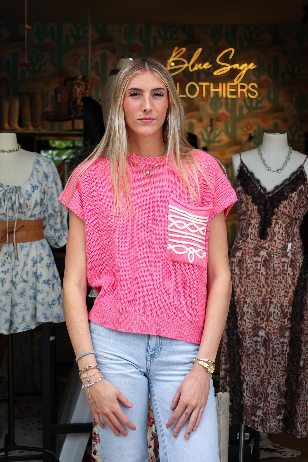 Pretty in Pink Cowgirl Knit Sweater