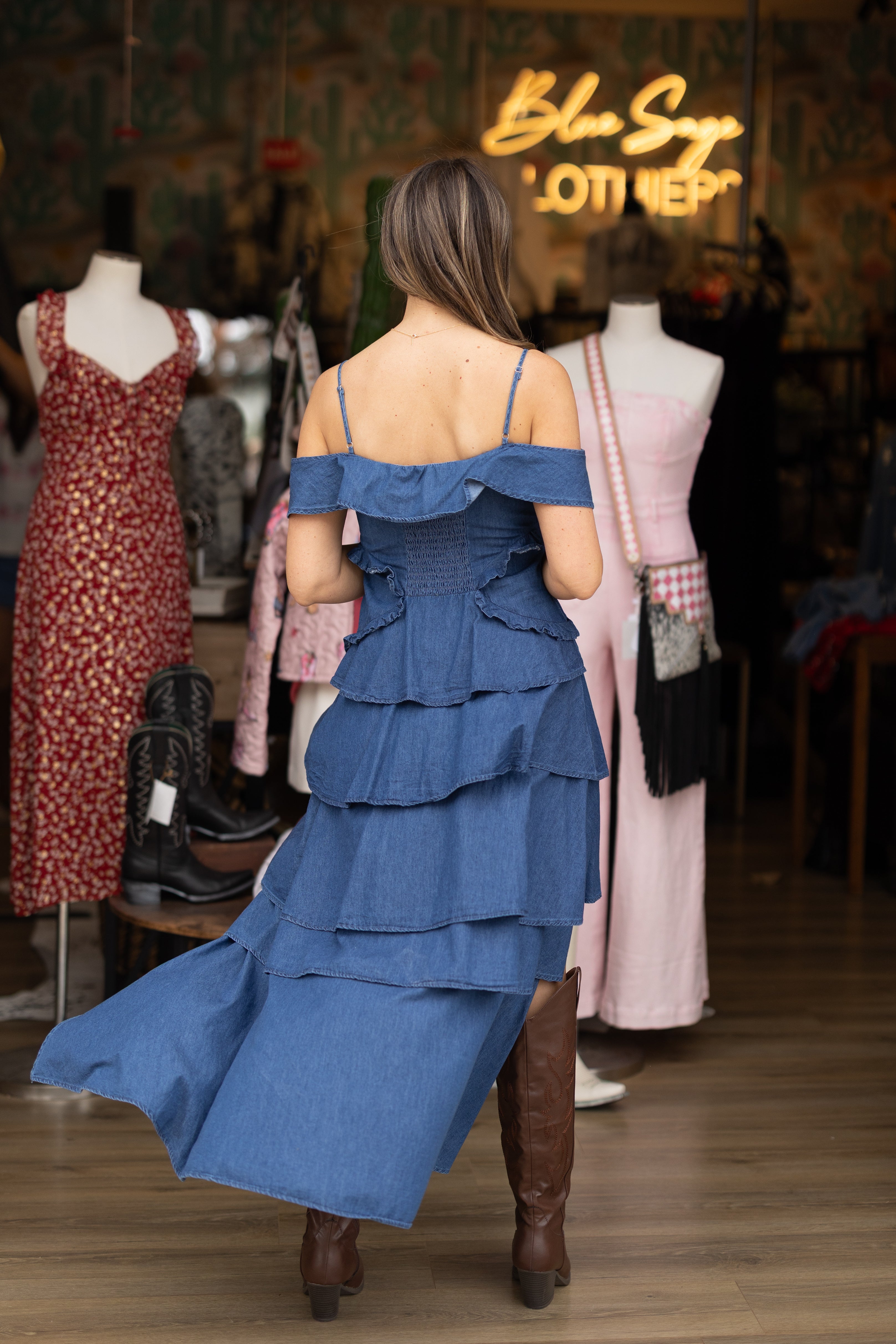 Southern Belle Hi-Low Ruffle Dress