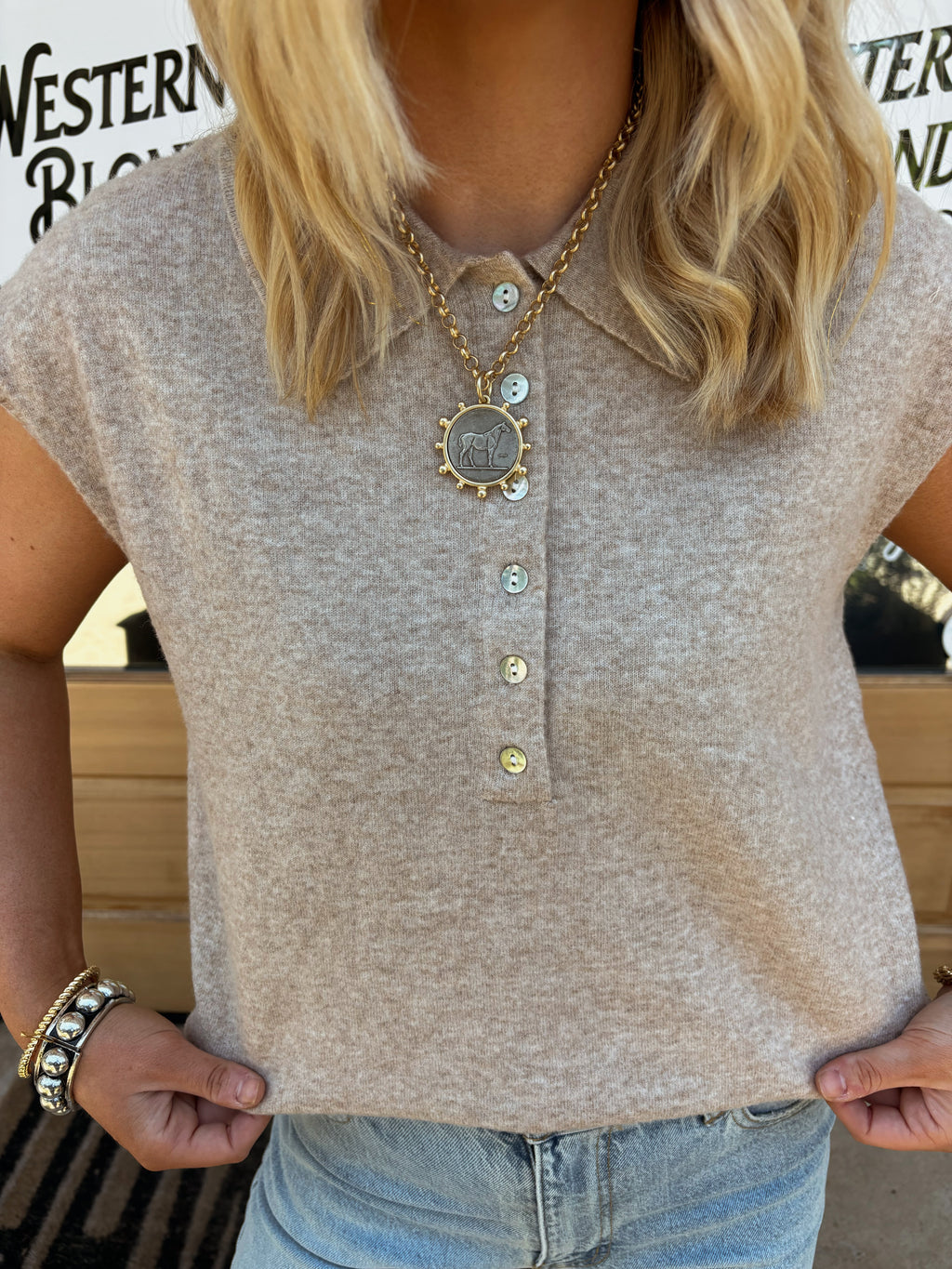 Golden Meadow Collared Sweater Vest
