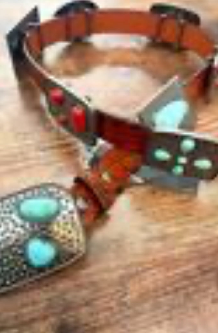 Red/Turq Tooled Belt