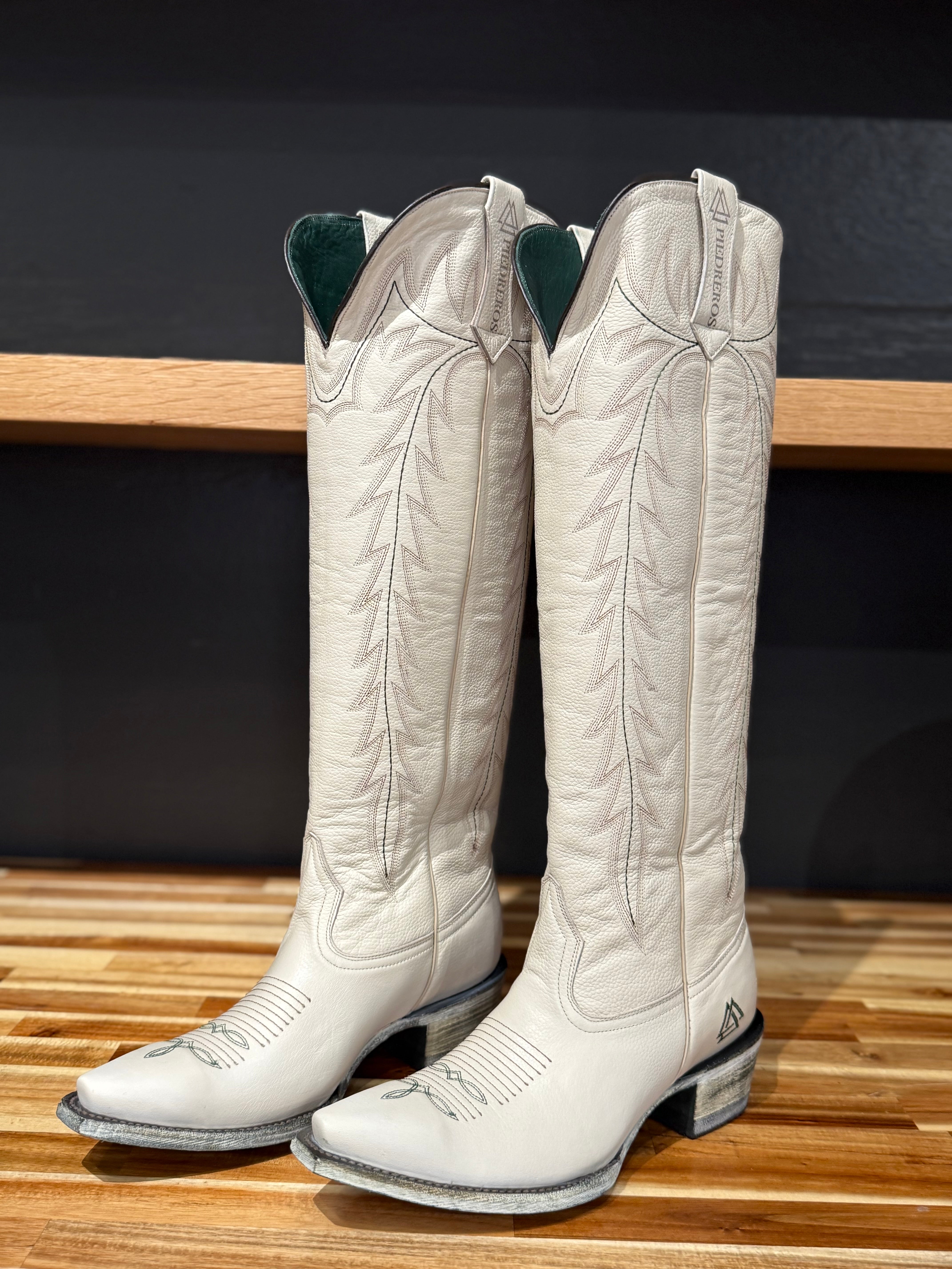 Aztek White Leather Tall Boot Size 10