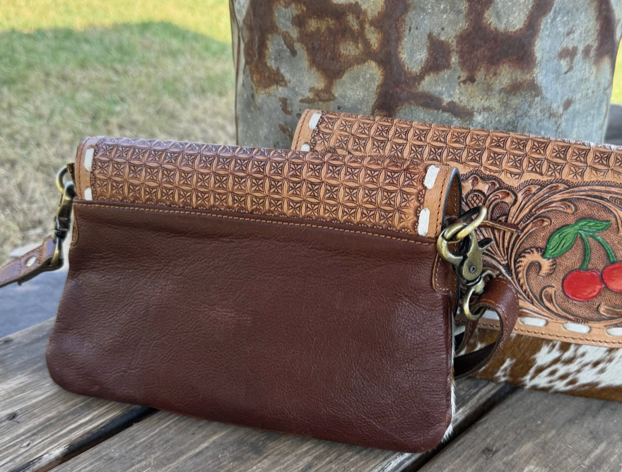 Cherry Spade Cowhide Crossbody