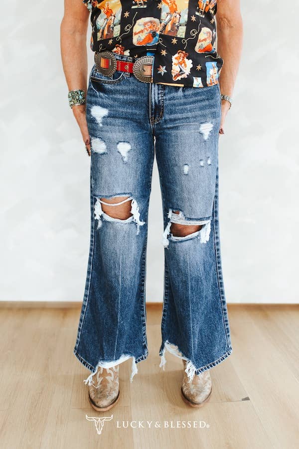 High Noon Raw Hem Wide-Leg Jeans