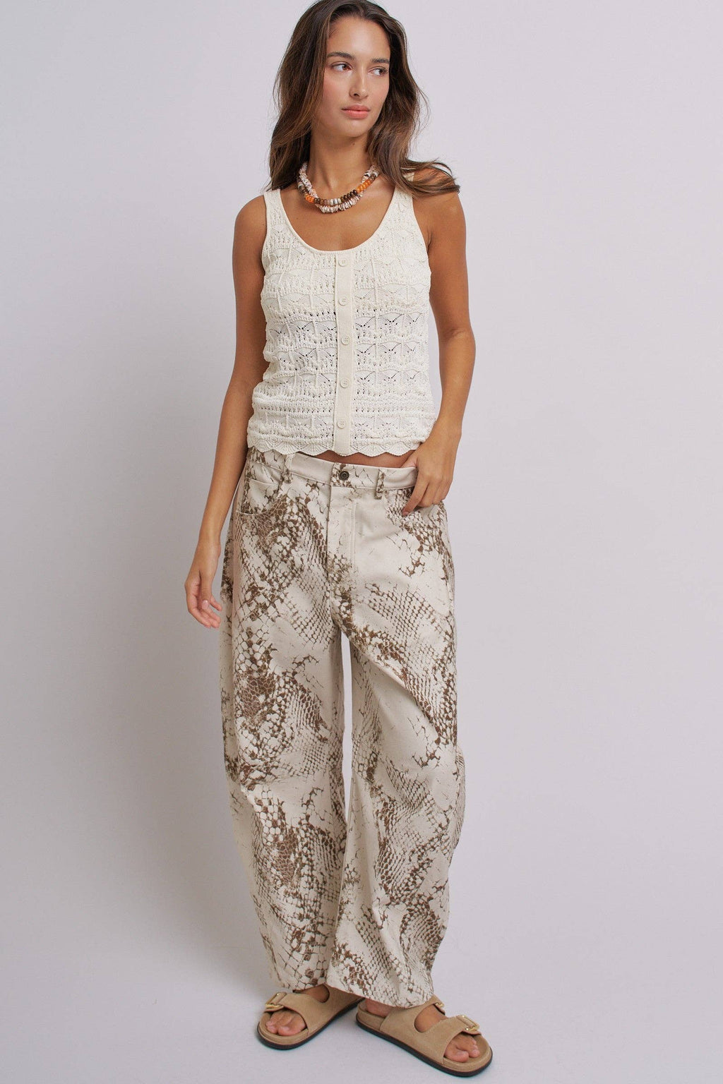 Sweet Magnolia Pointelle Button Tank