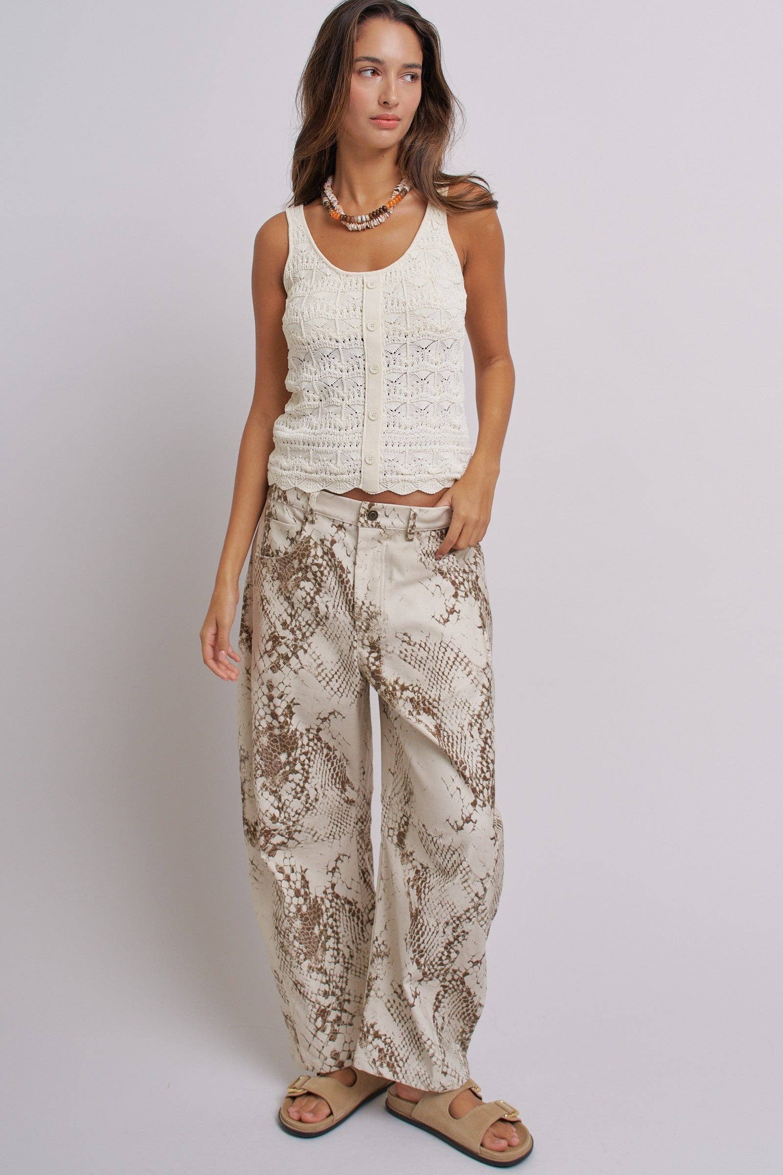 Sweet Magnolia Pointelle Button Tank