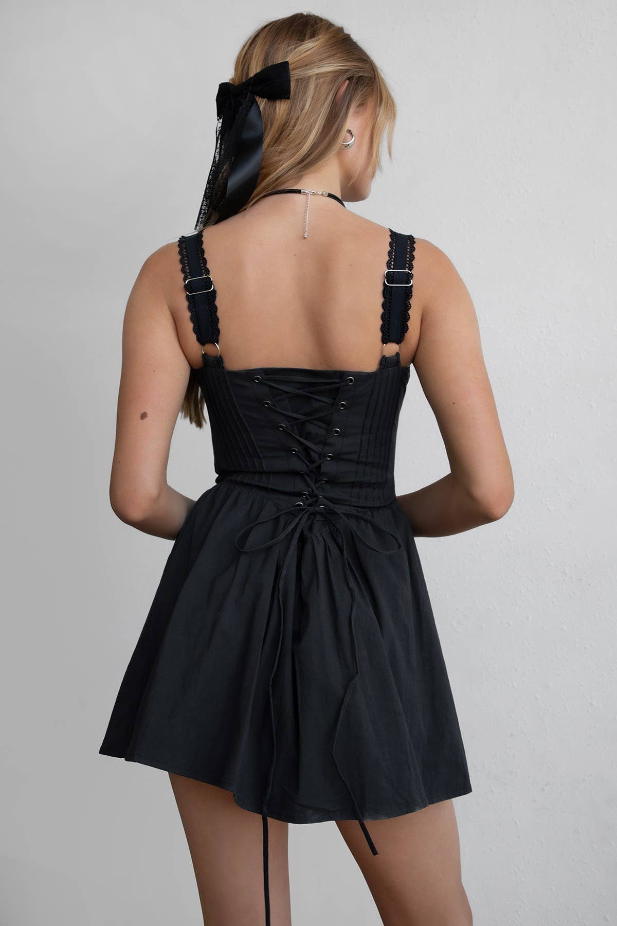 The Noir Lace-Up Mini Dress
