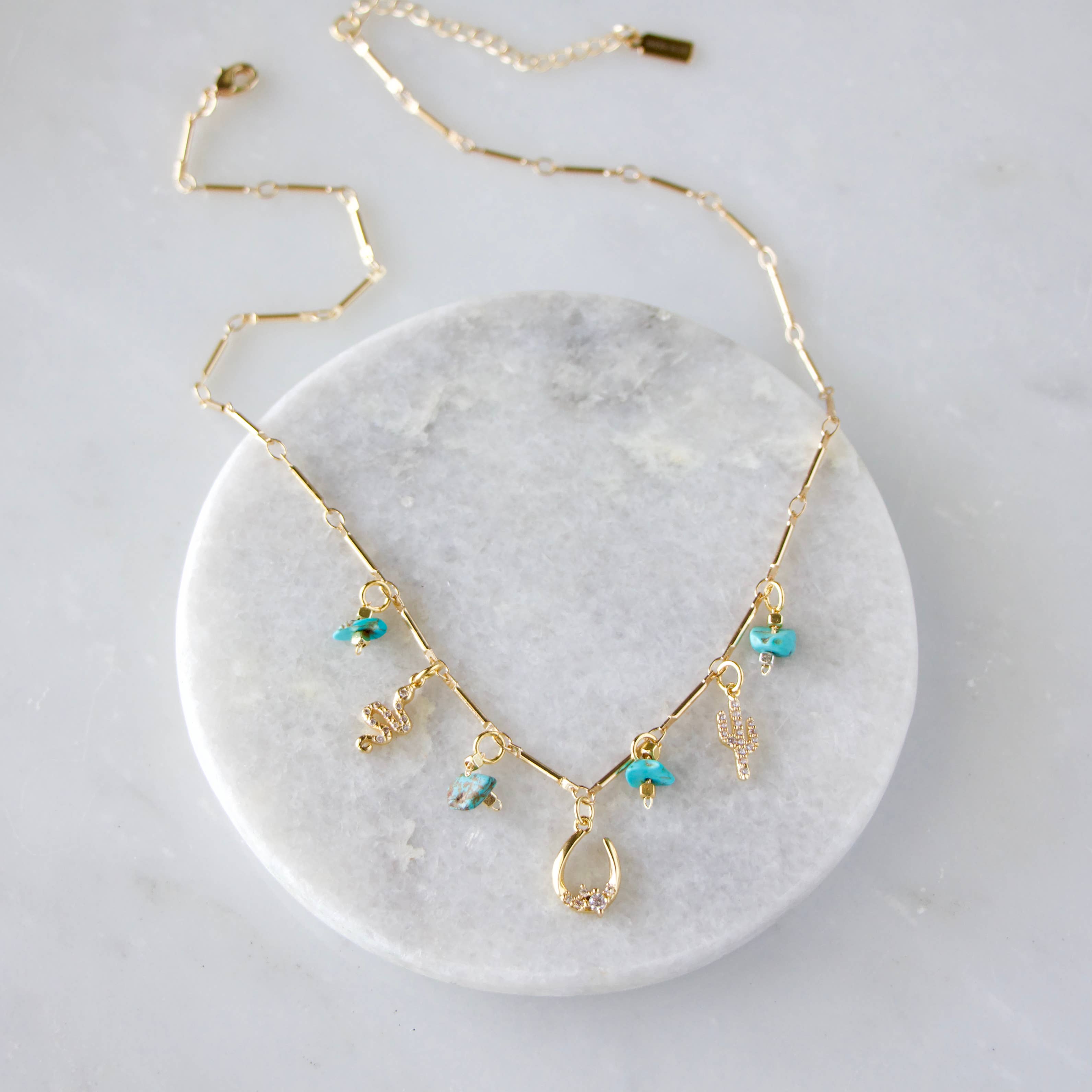 Turquoise Nugget Charm Necklace