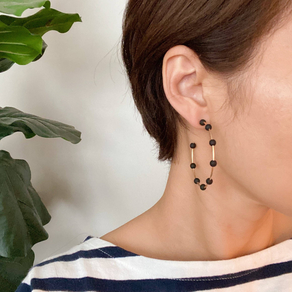 Midnight Rodeo Beaded Hoops