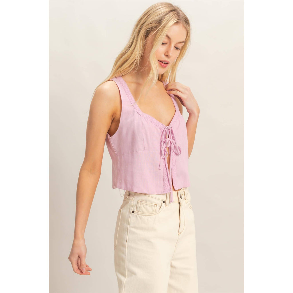 The Blush Tie-Front Tank – Lavender Pink