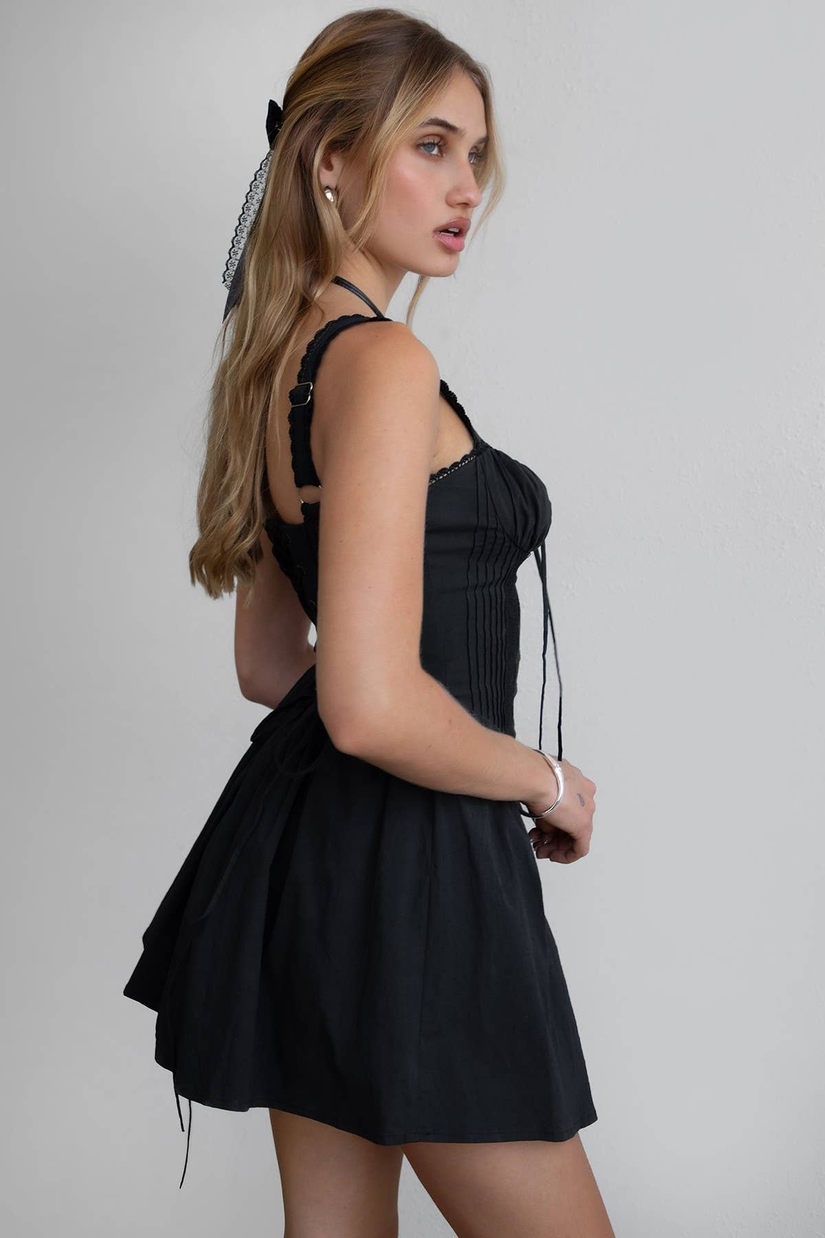 The Noir Lace-Up Mini Dress