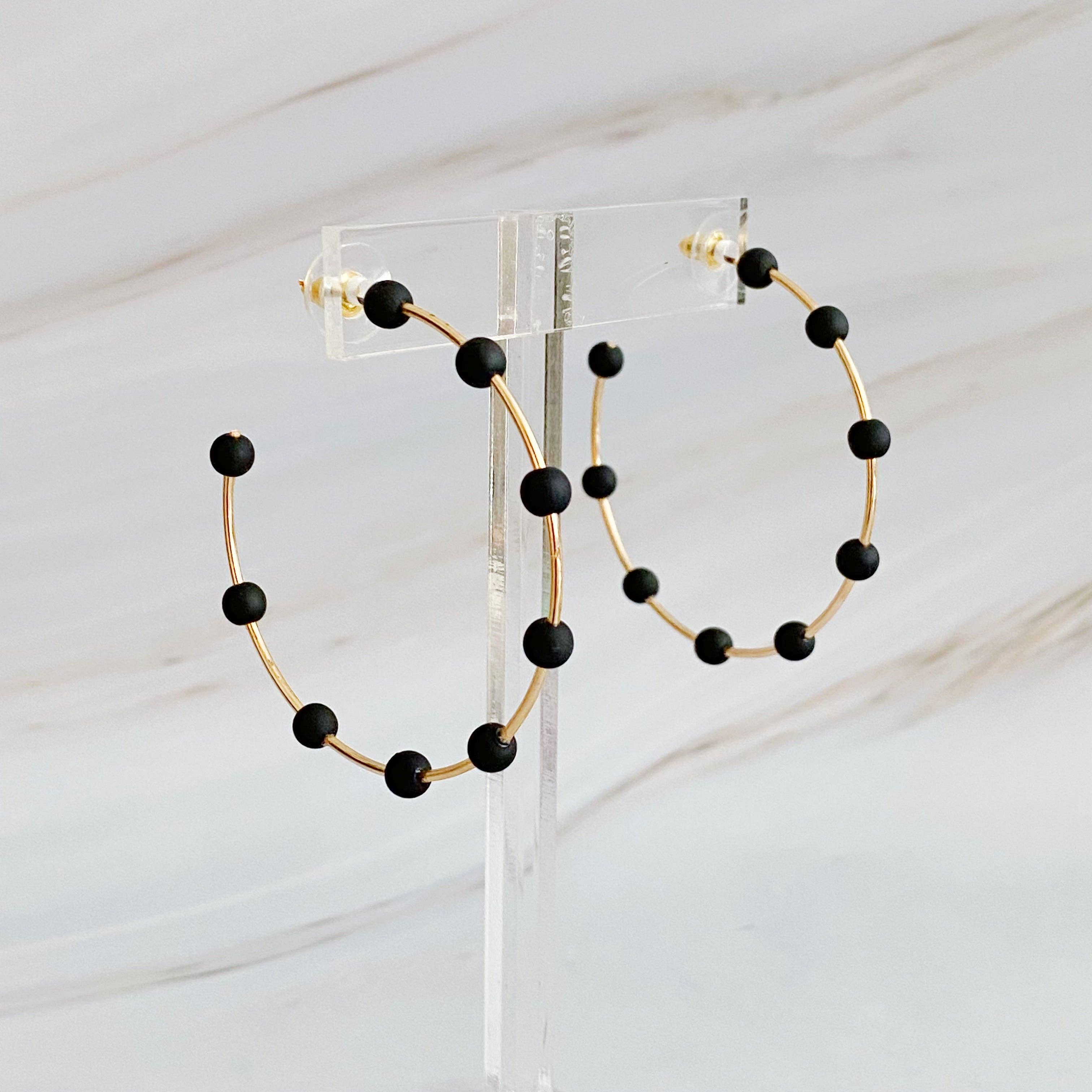 Midnight Rodeo Beaded Hoops