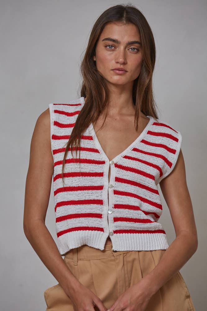 Coastal Cabana Striped Sweater Vest