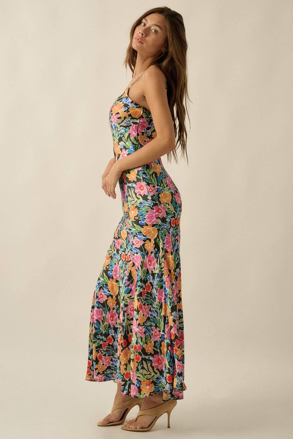 Garden Muse Satin Maxi Slip Dress