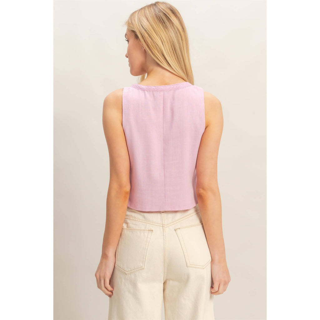 The Blush Tie-Front Tank – Lavender Pink