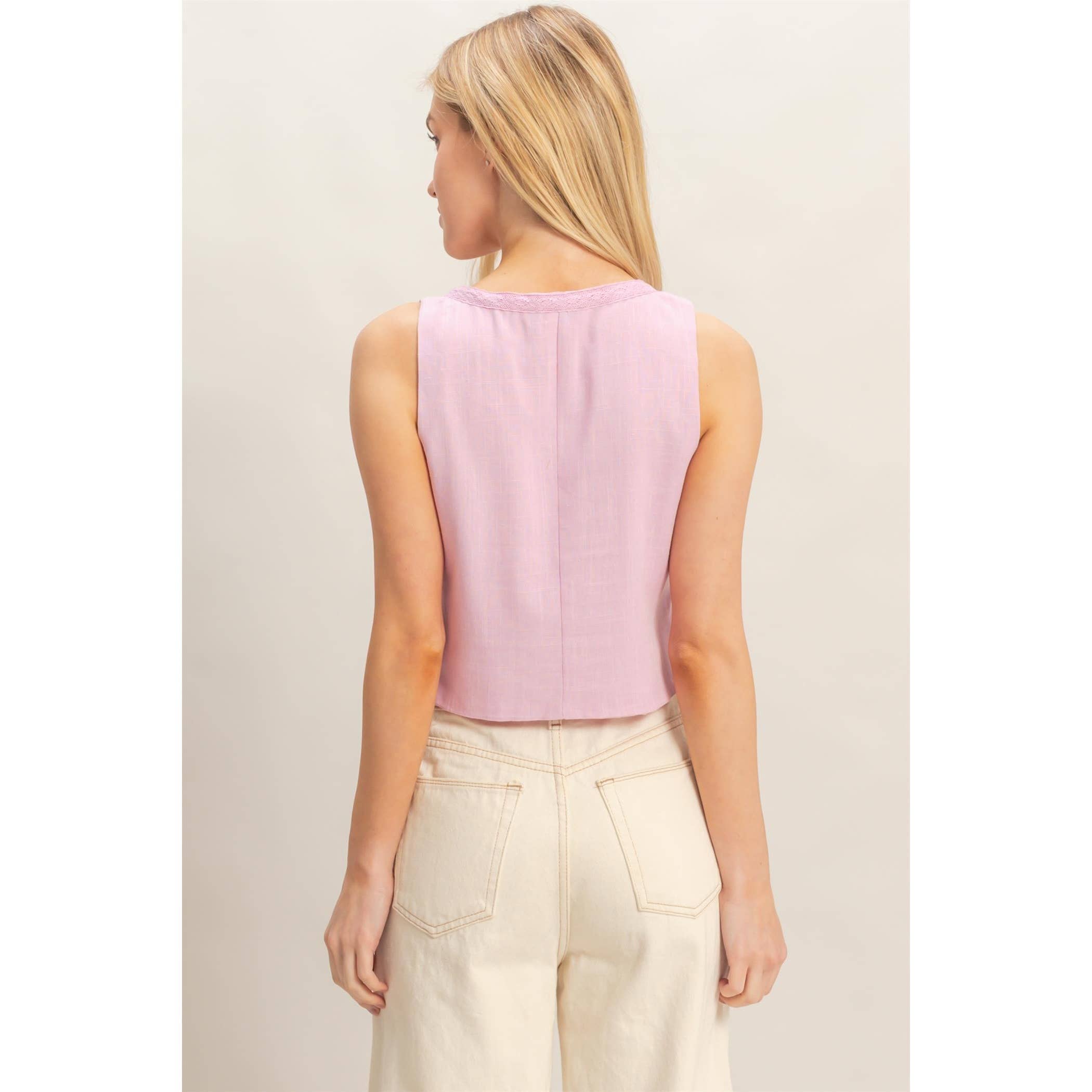 The Blush Tie-Front Tank – Lavender Pink