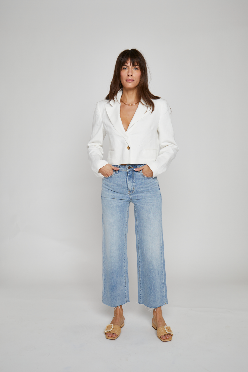 Perfect Fit Raw Hem Wide Leg Jeans