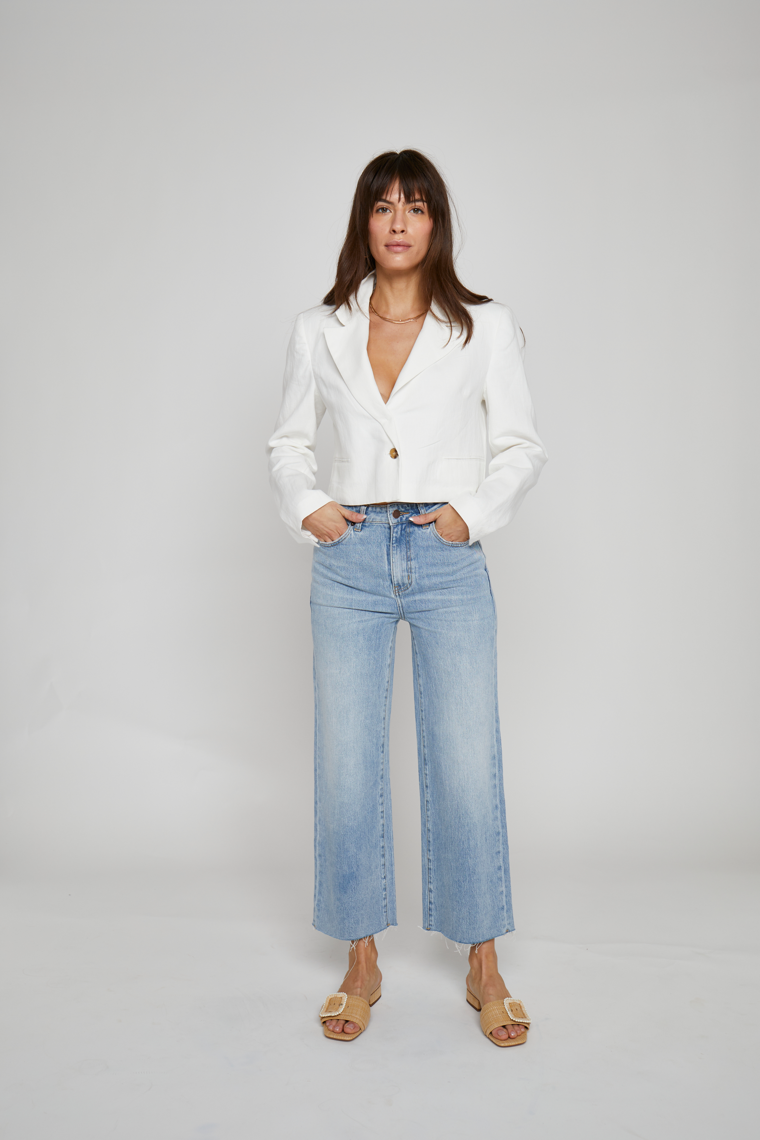 Perfect Fit Raw Hem Wide Leg Jeans