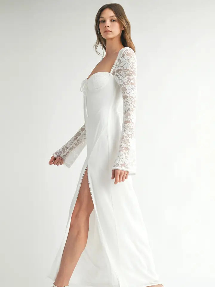White Lace Sweetheart Maxi