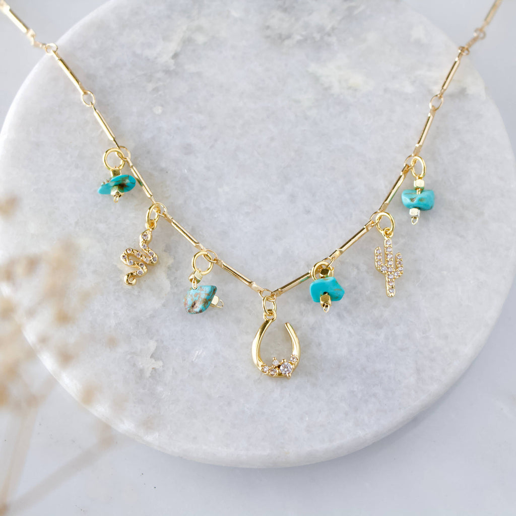 Turquoise Nugget Charm Necklace