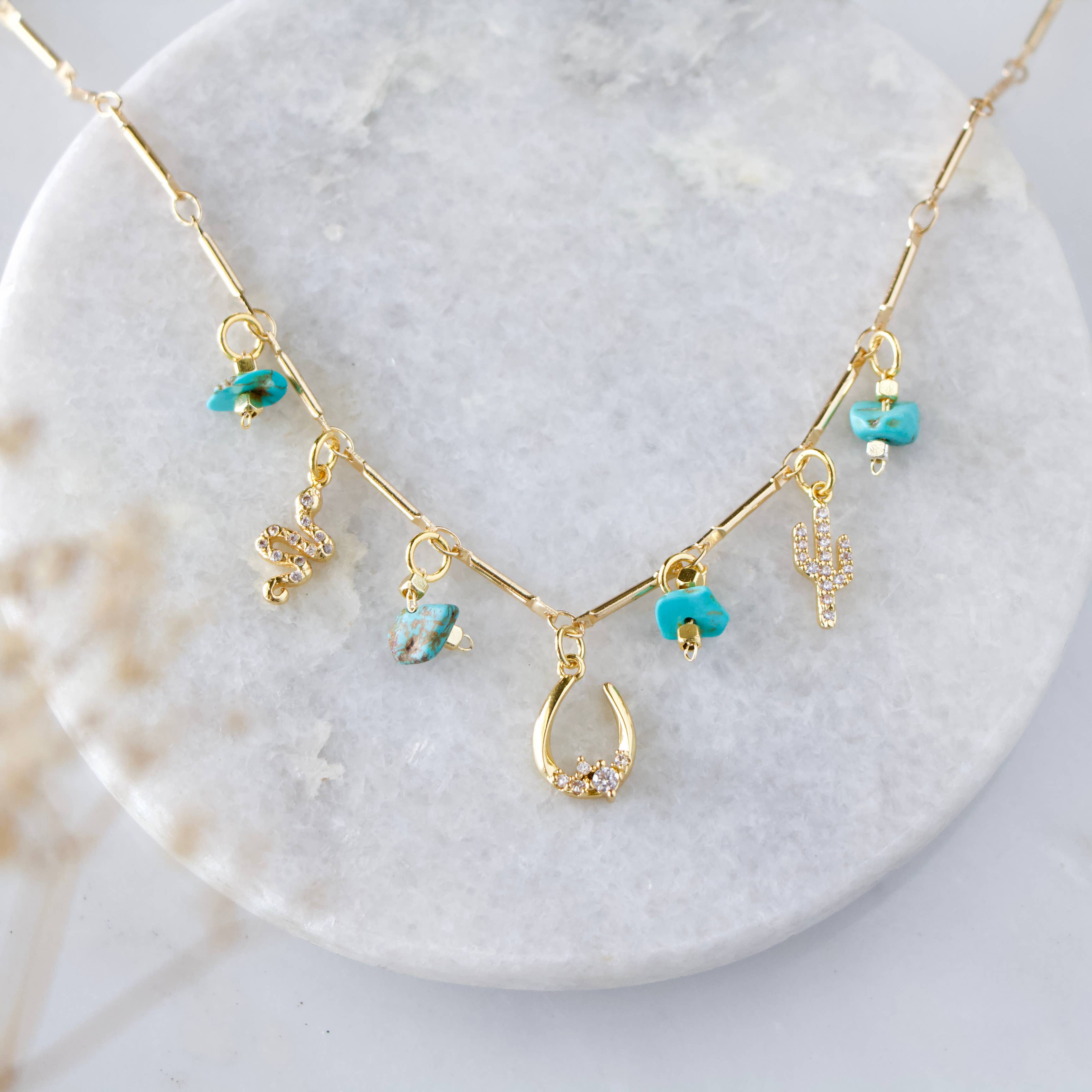 Turquoise Nugget Charm Necklace